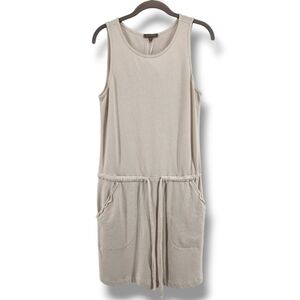 Lilla P Light Tan Sleeveless Cotton Tie Waist Dress Small New‎